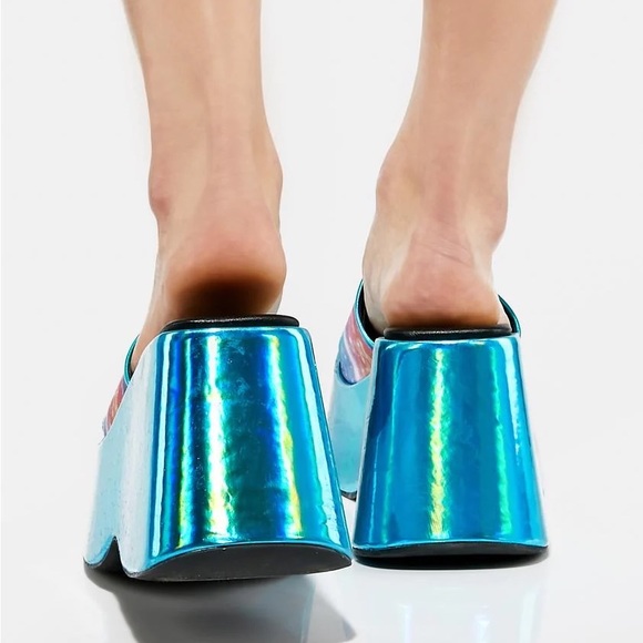 Dolls Kill Club Exx Luv Ur Energy Platform Slides - Picture 4 of 8